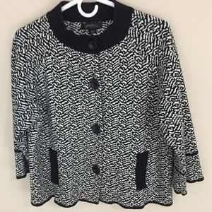 Josephine Essentials Black and White Cotton Sweater Jacket Size Large